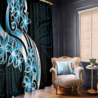 Plumeria Tribal Tattoo Window Curtain Blue Polynesian Pattern LT9 - Polynesian Pride