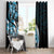 Plumeria Tribal Tattoo Window Curtain Blue Polynesian Pattern