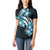 Plumeria Tribal Tattoo Women Polo Shirt Blue Polynesian Pattern