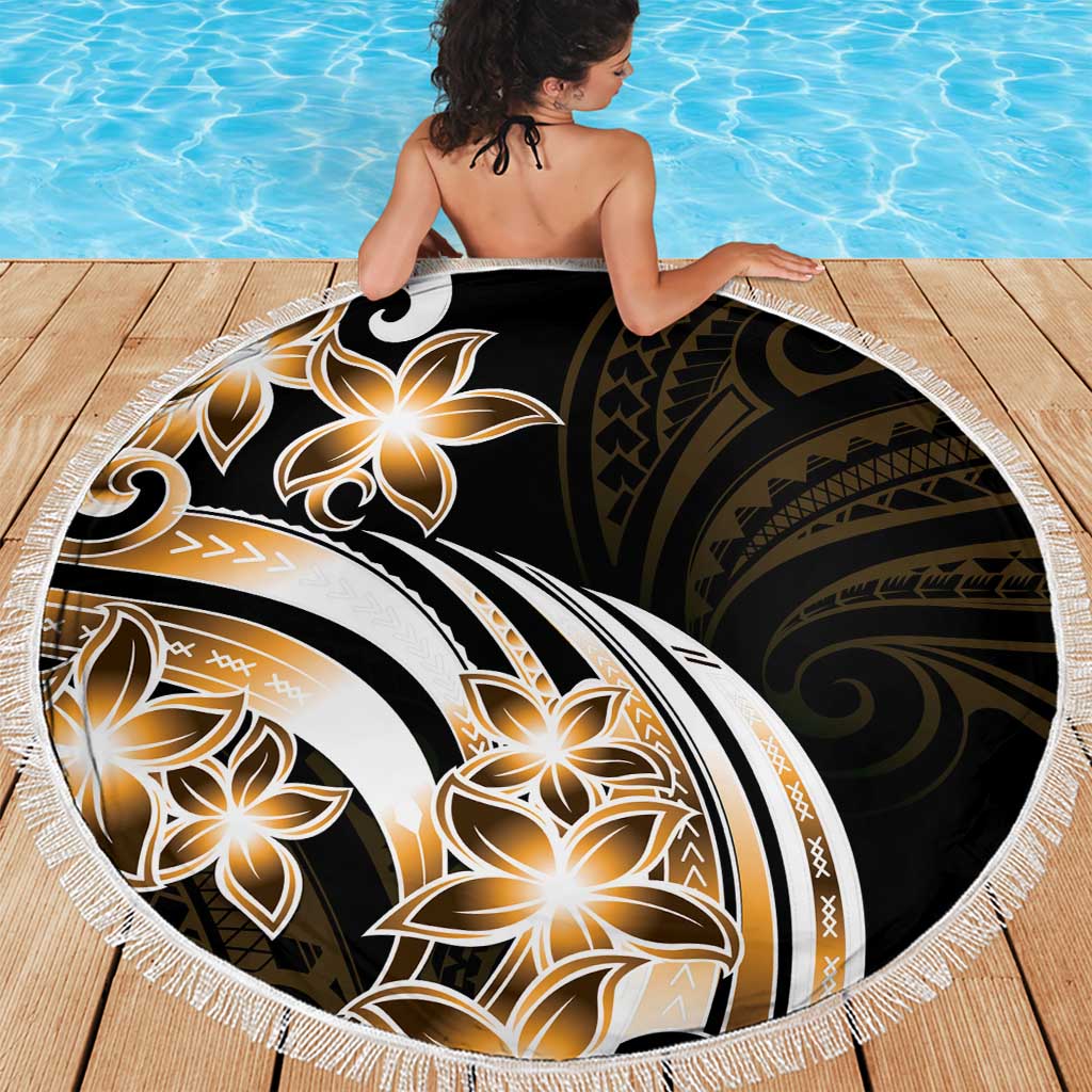 Plumeria Tribal Tattoo Beach Blanket Gold Polynesian Pattern LT9 - Polynesian Pride