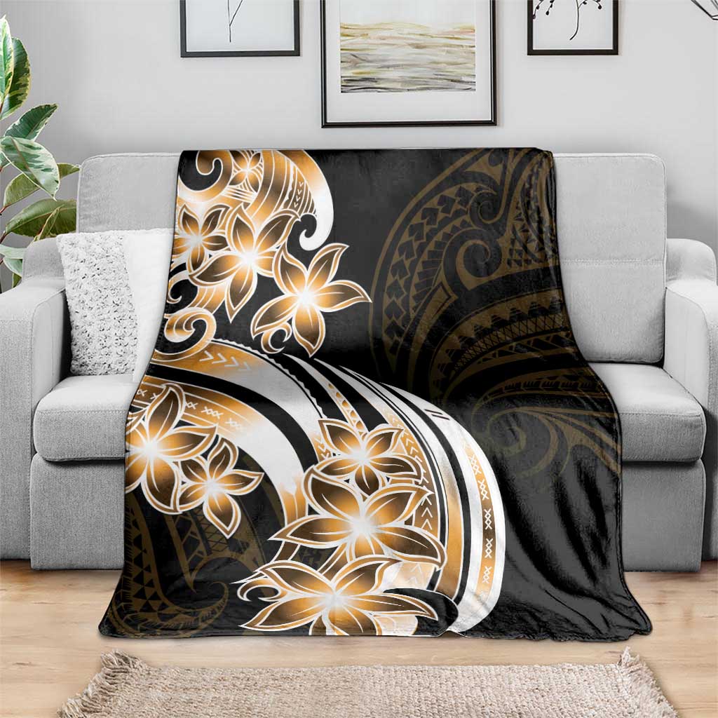 Plumeria Tribal Tattoo Blanket Gold Polynesian Pattern LT9 - Polynesian Pride