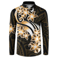 Plumeria Tribal Tattoo Button Sweatshirt Gold Polynesian Pattern LT9 Gold - Polynesian Pride