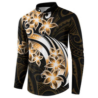 Plumeria Tribal Tattoo Button Sweatshirt Gold Polynesian Pattern LT9 - Polynesian Pride