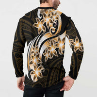 Plumeria Tribal Tattoo Button Sweatshirt Gold Polynesian Pattern LT9 - Polynesian Pride