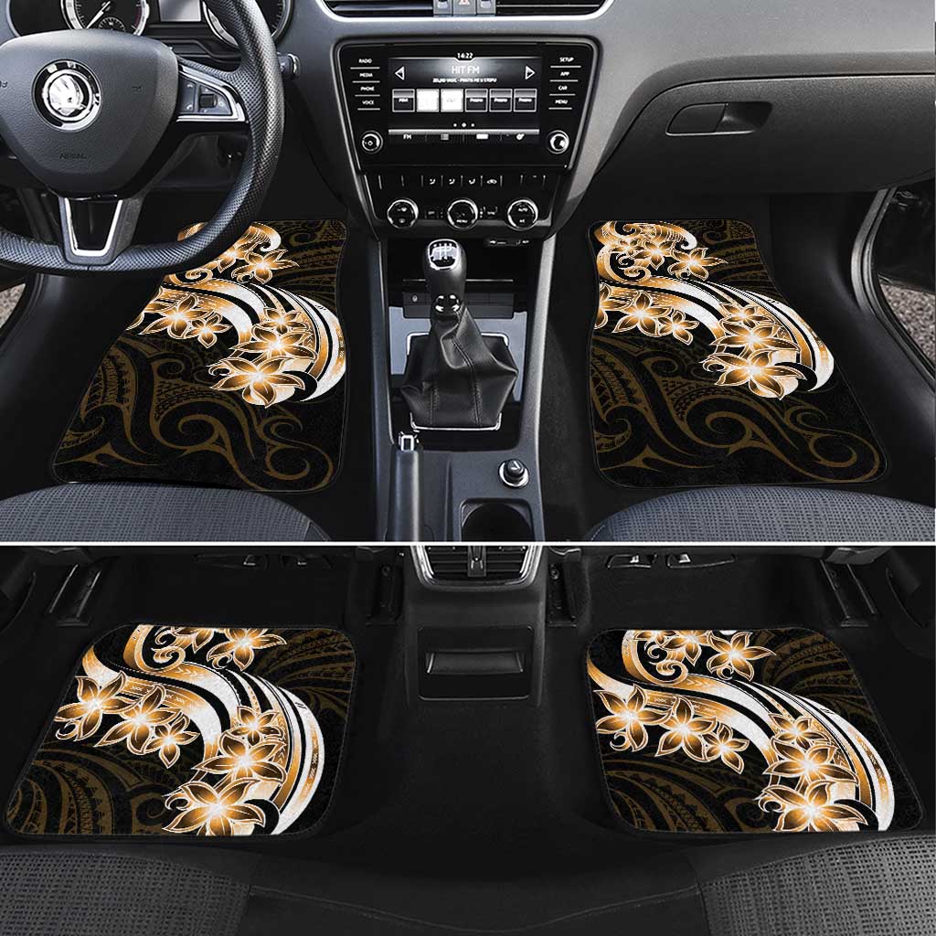 Plumeria Tribal Tattoo Car Mats Gold Polynesian Pattern LT9 Set 4pcs Gold - Polynesian Pride