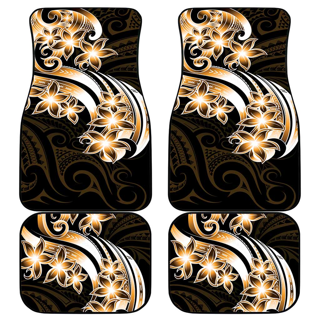 Plumeria Tribal Tattoo Car Mats Gold Polynesian Pattern LT9 - Polynesian Pride