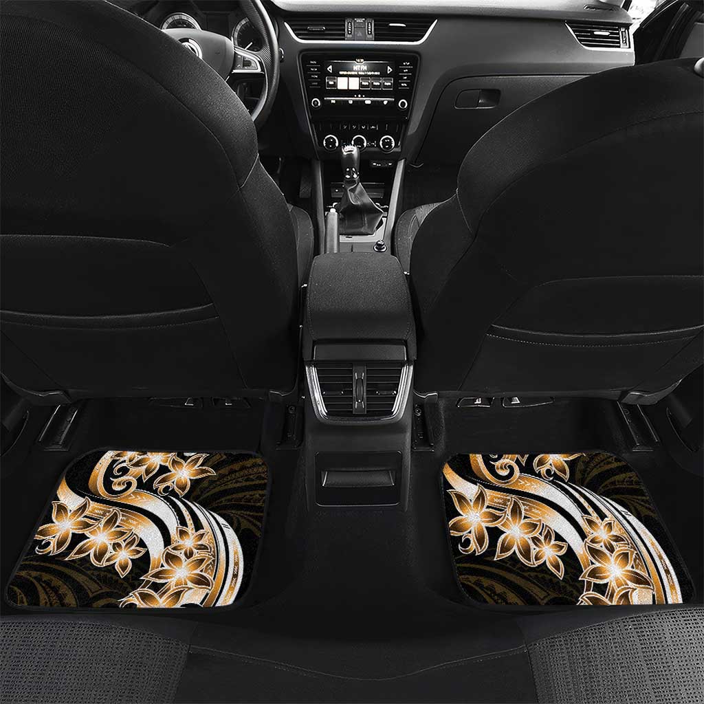 Plumeria Tribal Tattoo Car Mats Gold Polynesian Pattern LT9 Set 2pcs - Back Gold - Polynesian Pride
