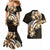 Plumeria Tribal Tattoo Couples Matching Mermaid Dress and Hawaiian Shirt Gold Polynesian Pattern