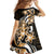 Plumeria Tribal Tattoo Family Matching Off The Shoulder Long Sleeve Dress and Hawaiian Shirt Gold Polynesian Pattern