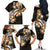 Plumeria Tribal Tattoo Family Matching Off The Shoulder Long Sleeve Dress and Hawaiian Shirt Gold Polynesian Pattern