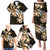 Plumeria Tribal Tattoo Family Matching Puletasi and Hawaiian Shirt Gold Polynesian Pattern