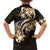 Plumeria Tribal Tattoo Family Matching Short Sleeve Bodycon Dress and Hawaiian Shirt Gold Polynesian Pattern