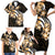 Plumeria Tribal Tattoo Family Matching Short Sleeve Bodycon Dress and Hawaiian Shirt Gold Polynesian Pattern