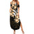 Plumeria Tribal Tattoo Family Matching Summer Maxi Dress and Hawaiian Shirt Gold Polynesian Pattern