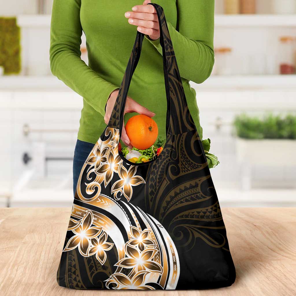 Plumeria Tribal Tattoo Grocery Bag Gold Polynesian Pattern LT9 - Polynesian Pride