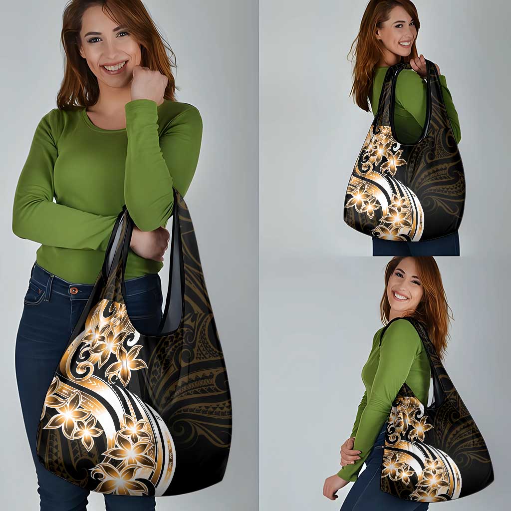 Plumeria Tribal Tattoo Grocery Bag Gold Polynesian Pattern LT9 - Polynesian Pride