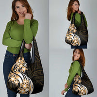 Plumeria Tribal Tattoo Grocery Bag Gold Polynesian Pattern LT9 - Polynesian Pride