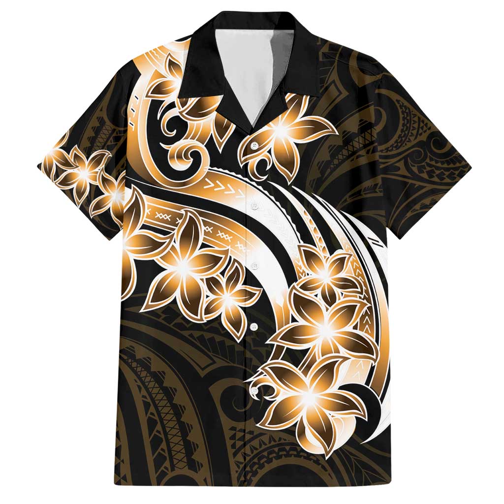 Plumeria Tribal Tattoo Hawaiian Shirt Gold Polynesian Pattern LT9 Gold - Polynesian Pride