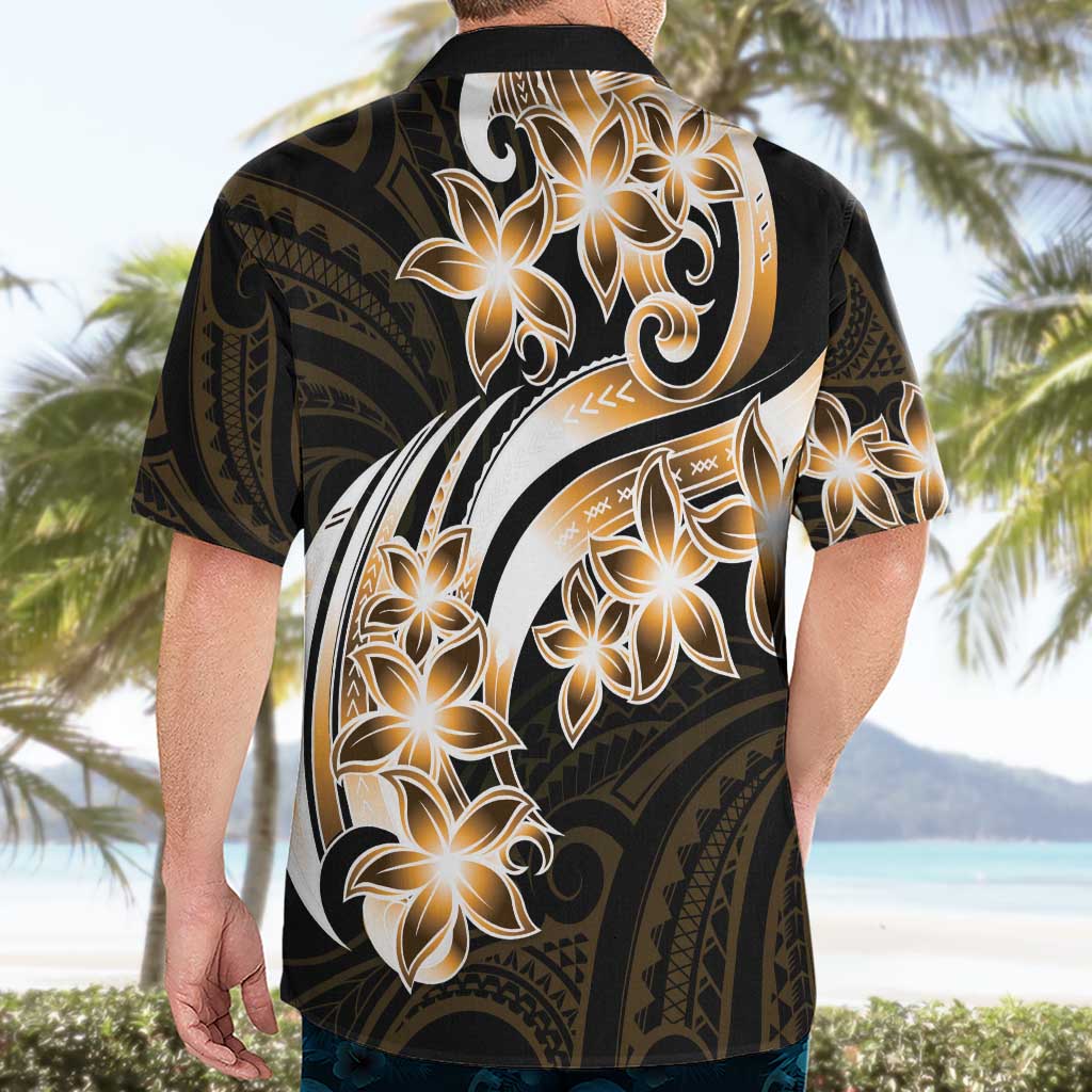 Plumeria Tribal Tattoo Hawaiian Shirt Gold Polynesian Pattern LT9 - Polynesian Pride