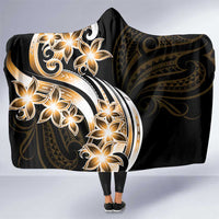 Plumeria Tribal Tattoo Hooded Blanket Gold Polynesian Pattern LT9 One Size Gold - Polynesian Pride