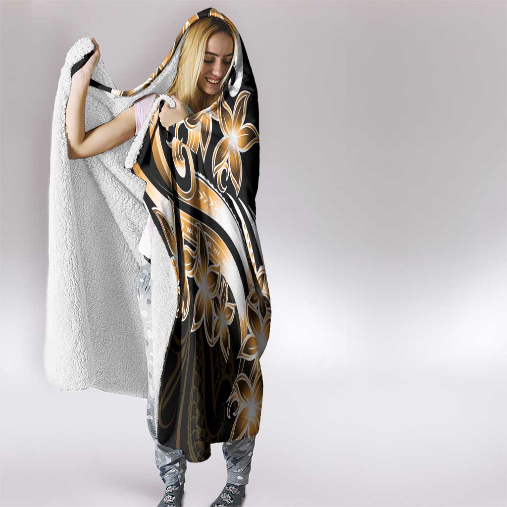 Plumeria Tribal Tattoo Hooded Blanket Gold Polynesian Pattern LT9 - Polynesian Pride