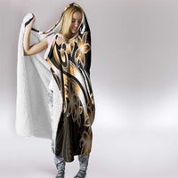 Plumeria Tribal Tattoo Hooded Blanket Gold Polynesian Pattern LT9 - Polynesian Pride