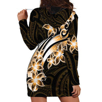 Plumeria Tribal Tattoo Hoodie Dress Gold Polynesian Pattern LT9 - Polynesian Pride