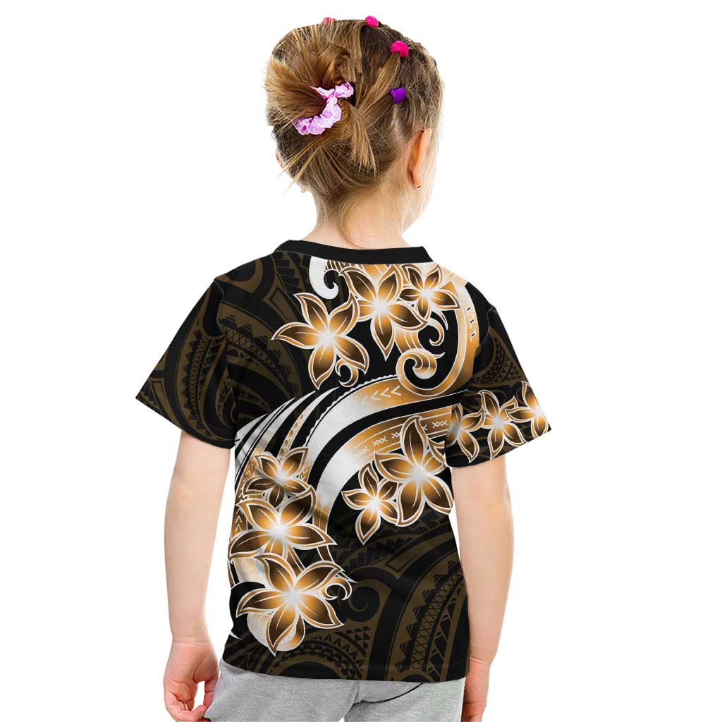 Plumeria Tribal Tattoo Kid T Shirt Gold Polynesian Pattern