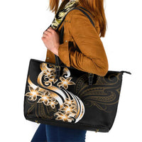 Plumeria Tribal Tattoo Leather Tote Bag Gold Polynesian Pattern LT9 Gold - Polynesian Pride