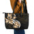 Plumeria Tribal Tattoo Leather Tote Bag Gold Polynesian Pattern