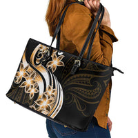 Plumeria Tribal Tattoo Leather Tote Bag Gold Polynesian Pattern LT9 - Polynesian Pride