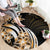 Plumeria Tribal Tattoo Round Carpet Gold Polynesian Pattern