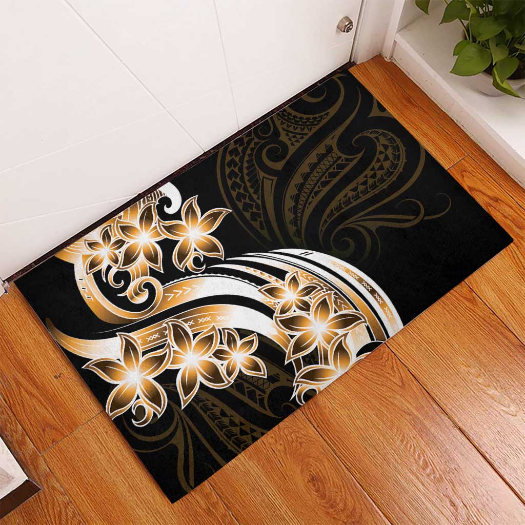 Plumeria Tribal Tattoo Rubber Doormat Gold Polynesian Pattern LT9 - Polynesian Pride
