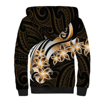 Plumeria Tribal Tattoo Sherpa Hoodie Gold Polynesian Pattern LT9 - Polynesian Pride