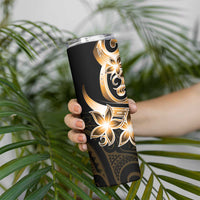 Plumeria Tribal Tattoo Skinny Tumbler Gold Polynesian Pattern