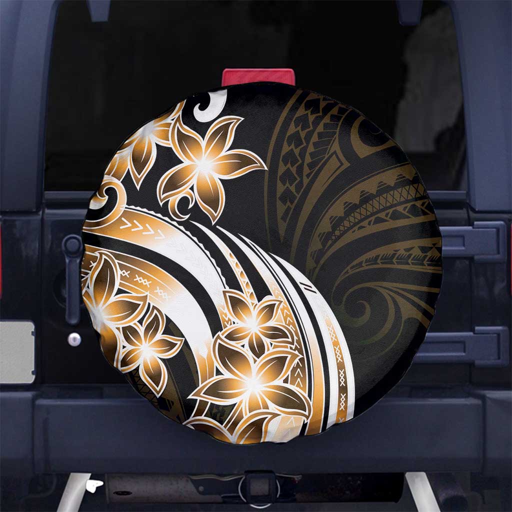 Plumeria Tribal Tattoo Spare Tire Cover Gold Polynesian Pattern LT9 - Polynesian Pride