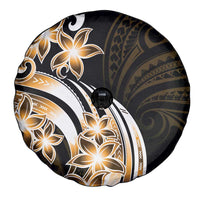 Plumeria Tribal Tattoo Spare Tire Cover Gold Polynesian Pattern LT9 - Polynesian Pride