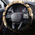 Plumeria Tribal Tattoo Steering Wheel Cover Gold Polynesian Pattern