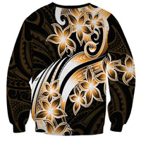 Plumeria Tribal Tattoo Sweatshirt Gold Polynesian Pattern