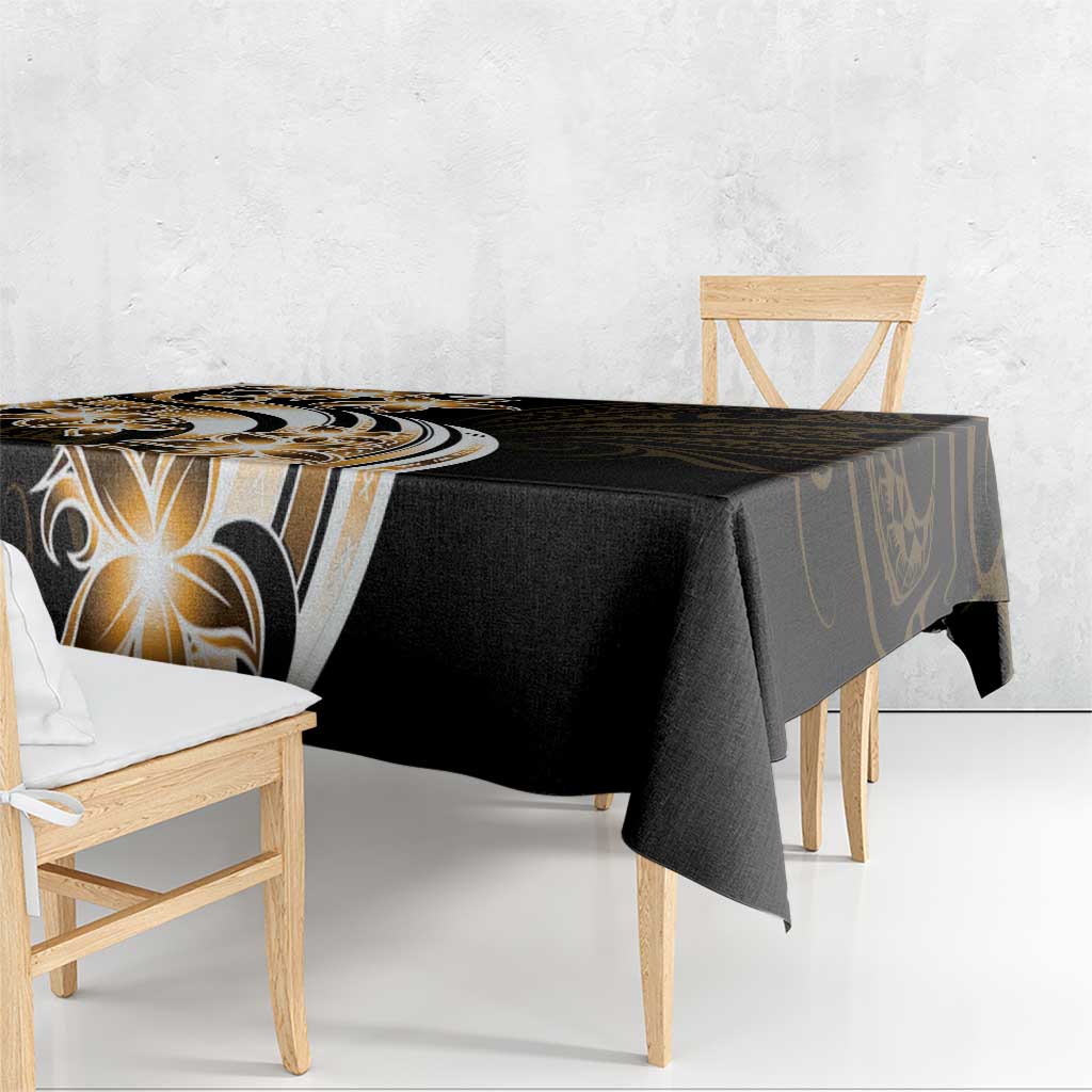Plumeria Tribal Tattoo Tablecloth Gold Polynesian Pattern LT9 - Polynesian Pride