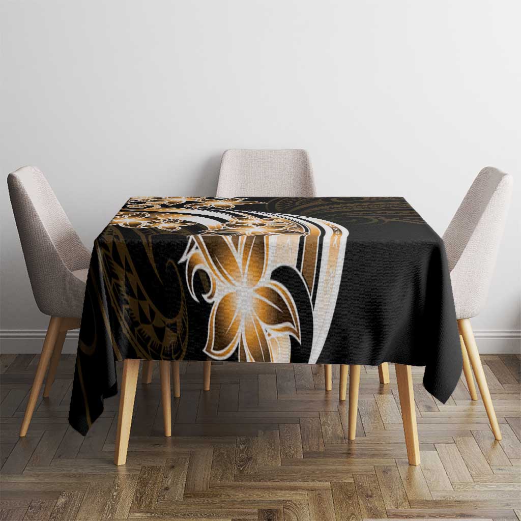 Plumeria Tribal Tattoo Tablecloth Gold Polynesian Pattern LT9 - Polynesian Pride