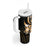 Plumeria Tribal Tattoo Tumbler With Handle Gold Polynesian Pattern