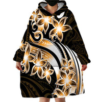 Plumeria Tribal Tattoo Wearable Blanket Hoodie Gold Polynesian Pattern LT9 - Polynesian Pride