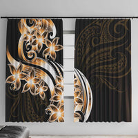 Plumeria Tribal Tattoo Window Curtain Gold Polynesian Pattern LT9 With Hooks Gold - Polynesian Pride