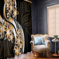 Plumeria Tribal Tattoo Window Curtain Gold Polynesian Pattern LT9 - Polynesian Pride