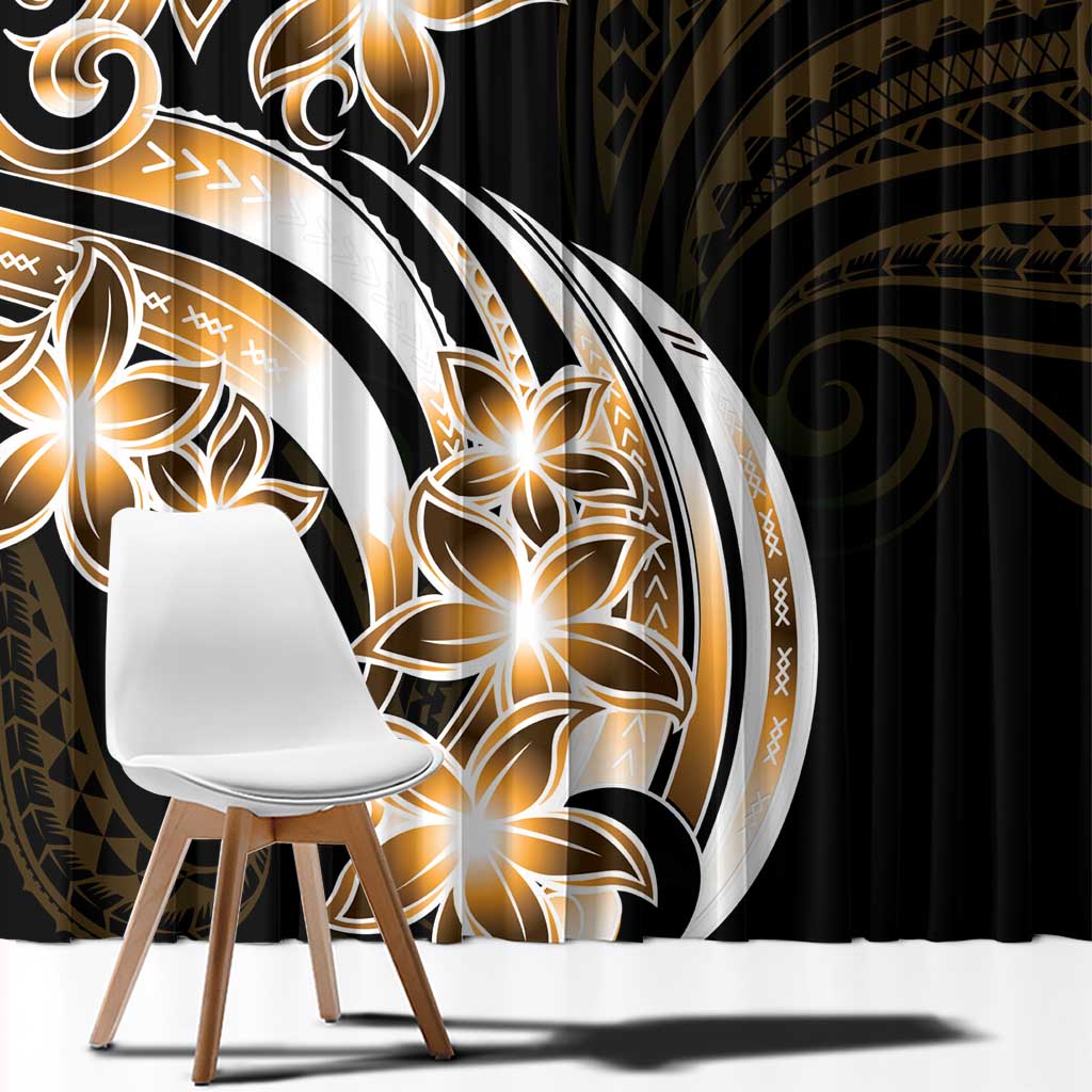 Plumeria Tribal Tattoo Window Curtain Gold Polynesian Pattern LT9 - Polynesian Pride