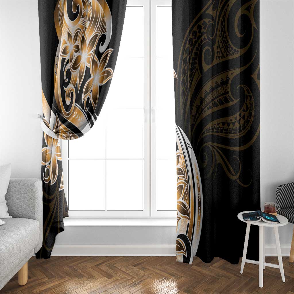 Plumeria Tribal Tattoo Window Curtain Gold Polynesian Pattern LT9 - Polynesian Pride