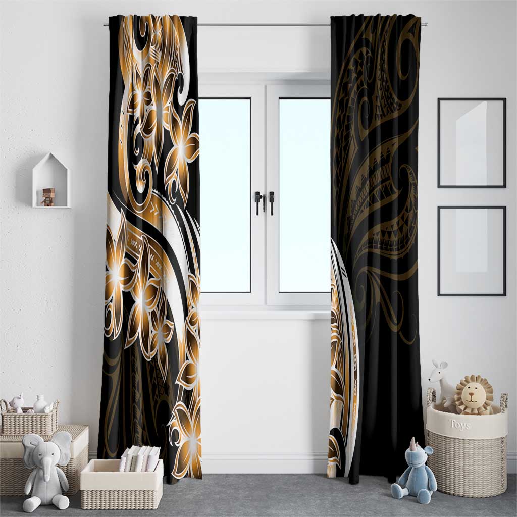 Plumeria Tribal Tattoo Window Curtain Gold Polynesian Pattern LT9 - Polynesian Pride