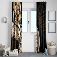 Plumeria Tribal Tattoo Window Curtain Gold Polynesian Pattern LT9 - Polynesian Pride