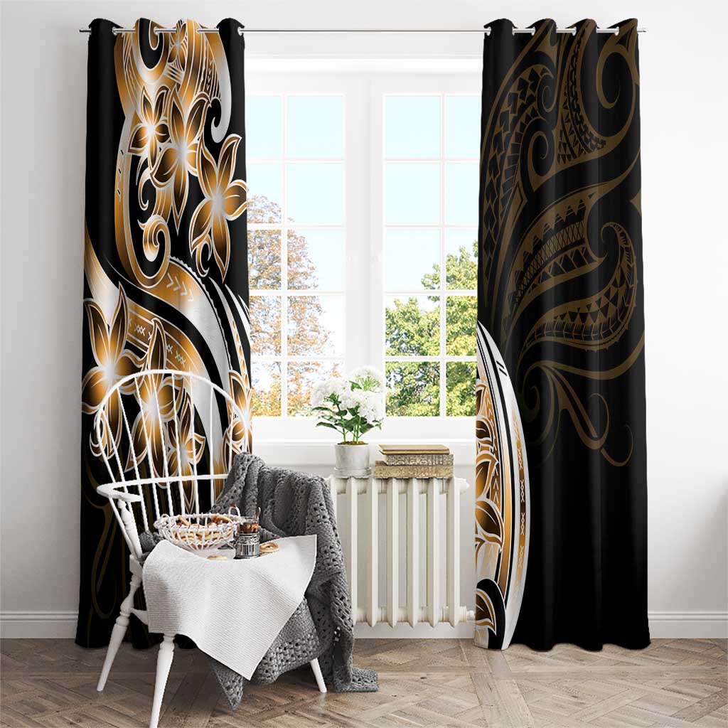 Plumeria Tribal Tattoo Window Curtain Gold Polynesian Pattern LT9 - Polynesian Pride